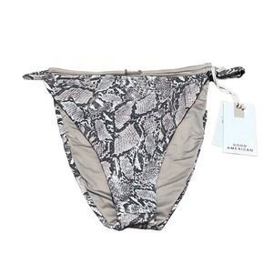 Good American 2 US Medium Swim Bikini Bottoms High Waist Snake Print Cheeky NWT